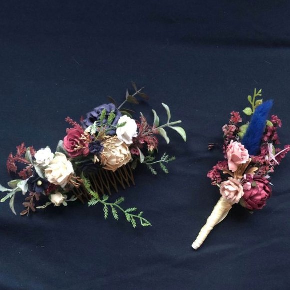 Accessories - Wedding Boutonniere and Hair Comb Set